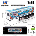HUI NA MODEL 505D RC Transport Container 1/18 Scale Blue‑White Container Truck Trailer Tractor Head Not Included extra-long body