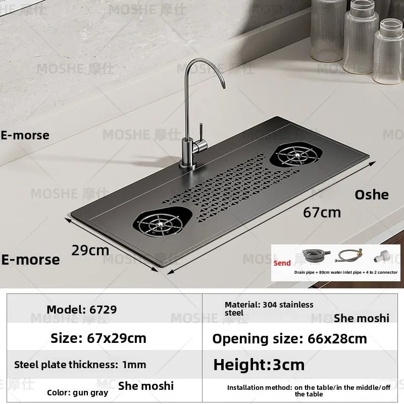 High Pressure Automatic Cup Washing Device Stainless Steel Embedded Glass Rinser For Coffee Shop Bar Counter