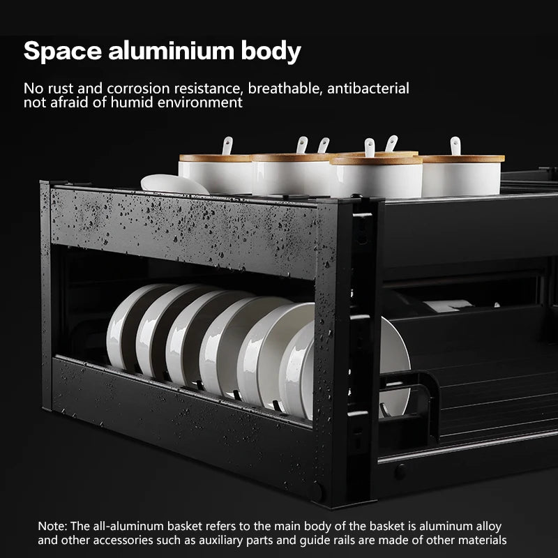 Pull-Out Basket Kitchen Cabinet Multi-Layer Drawer-Type Bowl Rack Drawer-Type Middle Drawer Cabinet Storage Bowls And Dishes