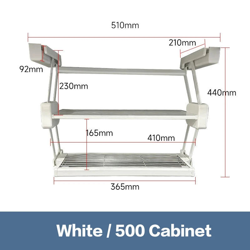 Pull Down Under Cabinet Spice Rack Double Layer Foldable Expandable Aluminum Kitchen Storage Shelf For Dishes Preparation