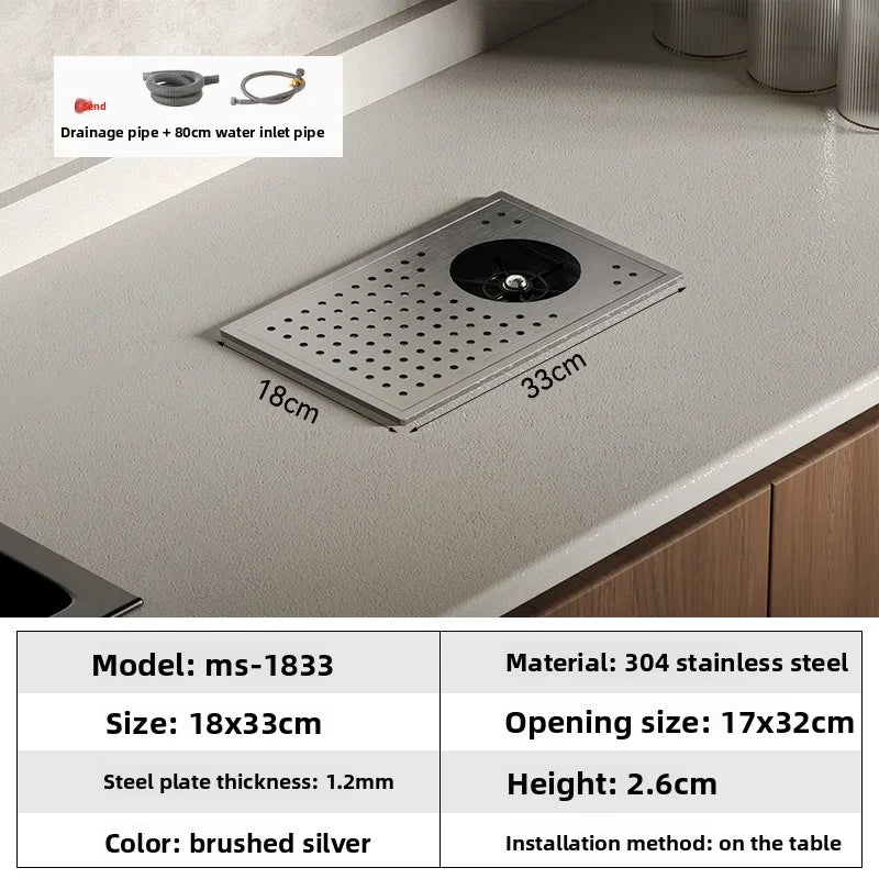 High Pressure Automatic Cup Washing Device Stainless Steel Embedded Glass Rinser For Coffee Shop Bar Counter