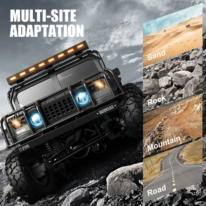 JJRC Q121 1:12 Size RC CAR 4WD Mountaineering Off-Road High Speed Vehicle RC Car Simulation Hummer Truck Model Children's Toys.