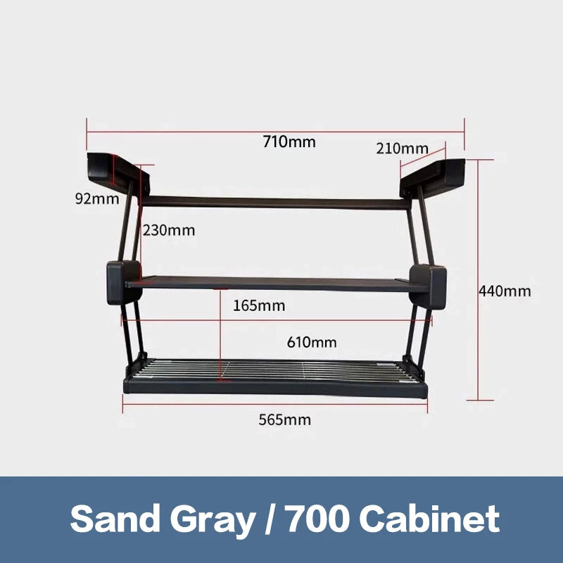 Pull Down Under Cabinet Spice Rack Double Layer Foldable Expandable Aluminum Kitchen Storage Shelf For Dishes Preparation