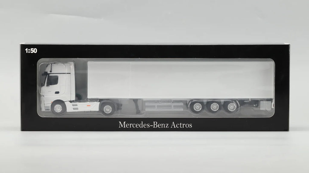 Diecast 1/50 Model Car Benz Mercedes-Benz White Container Truck Play Vehicles