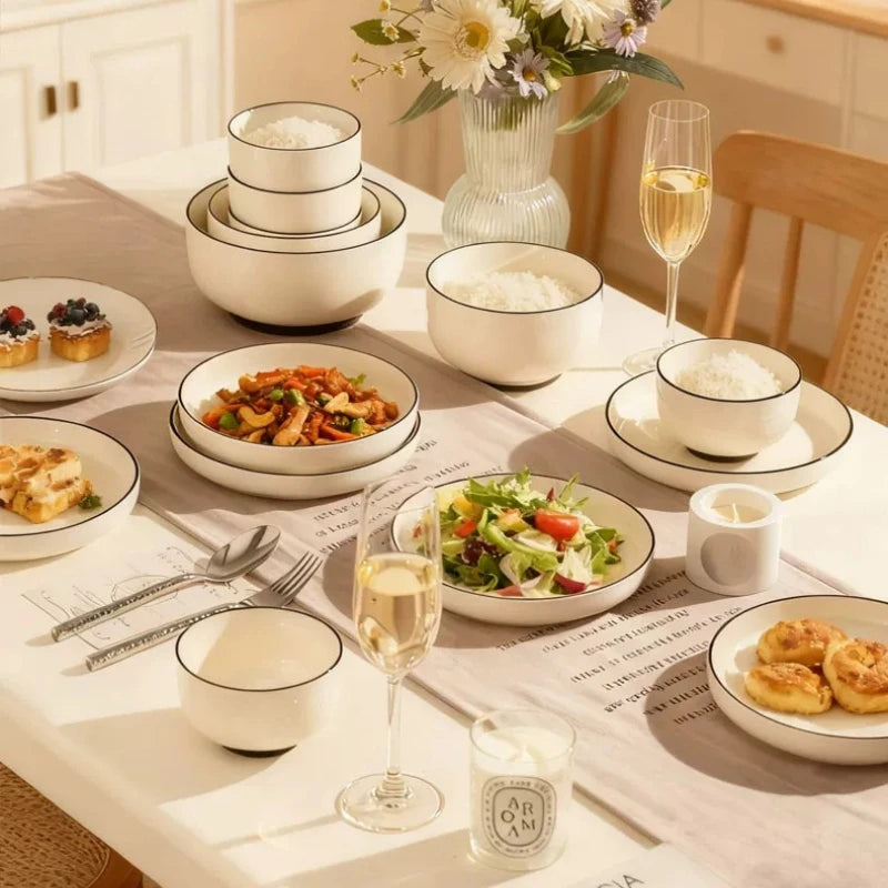 Aesthetic Full Set Dinner Set Plate Design Unique Elegant Ceramic Dinner Set Luxury Kitchen Designer Bajilla Ceramica Dinnerware