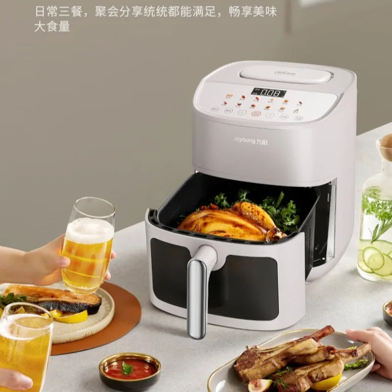 Joyoung Air Fryer: No flipping required, multi-functional home appliance with steaming, baking, and air frying capabilities.