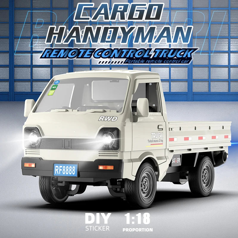 KF31 1:18 Scale RC Mini Cargo Truck, Remote Control Drift Car With Spray Light Effect, Vehicle Model Toy Gift for Kids & Childre