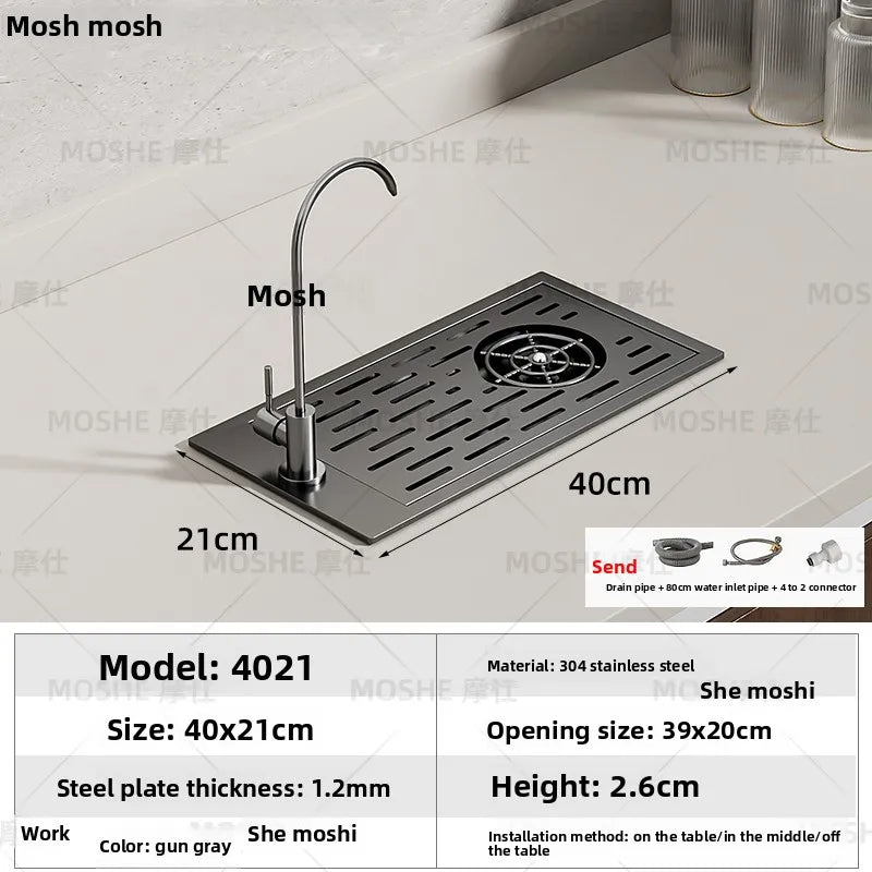 High Pressure Automatic Cup Washing Device Stainless Steel Embedded Glass Rinser For Coffee Shop Bar Counter