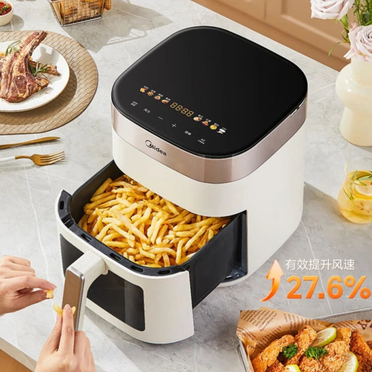 Midea Air Fryer - No Flipping Required, Smart Touch Control, Visual Display, Large Capacity 6.5L, Steam and Grill All-in-One