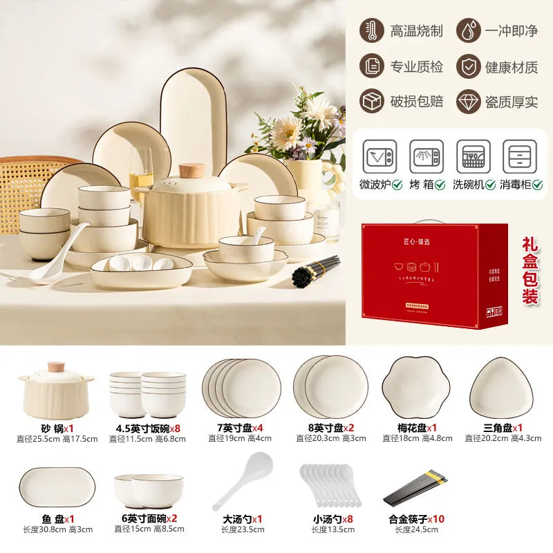 Aesthetic Full Set Dinner Set Plate Design Unique Elegant Ceramic Dinner Set Luxury Kitchen Designer Bajilla Ceramica Dinnerware