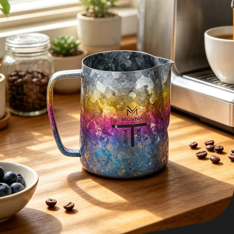 MUVNA Ti-Art Pure Titanium Milk Frothing Pitcher,Latte Art Milk Jug,Espresso Coffee Accessories,Milk Steaming&Frother Cup