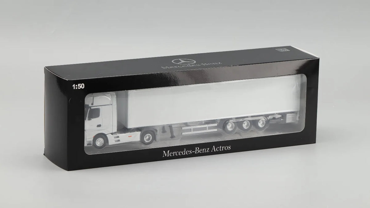 Diecast 1/50 Model Car Benz Mercedes-Benz White Container Truck Play Vehicles