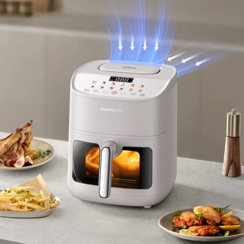 Joyoung Air Fryer: No flipping required, multi-functional home appliance with steaming, baking, and air frying capabilities.