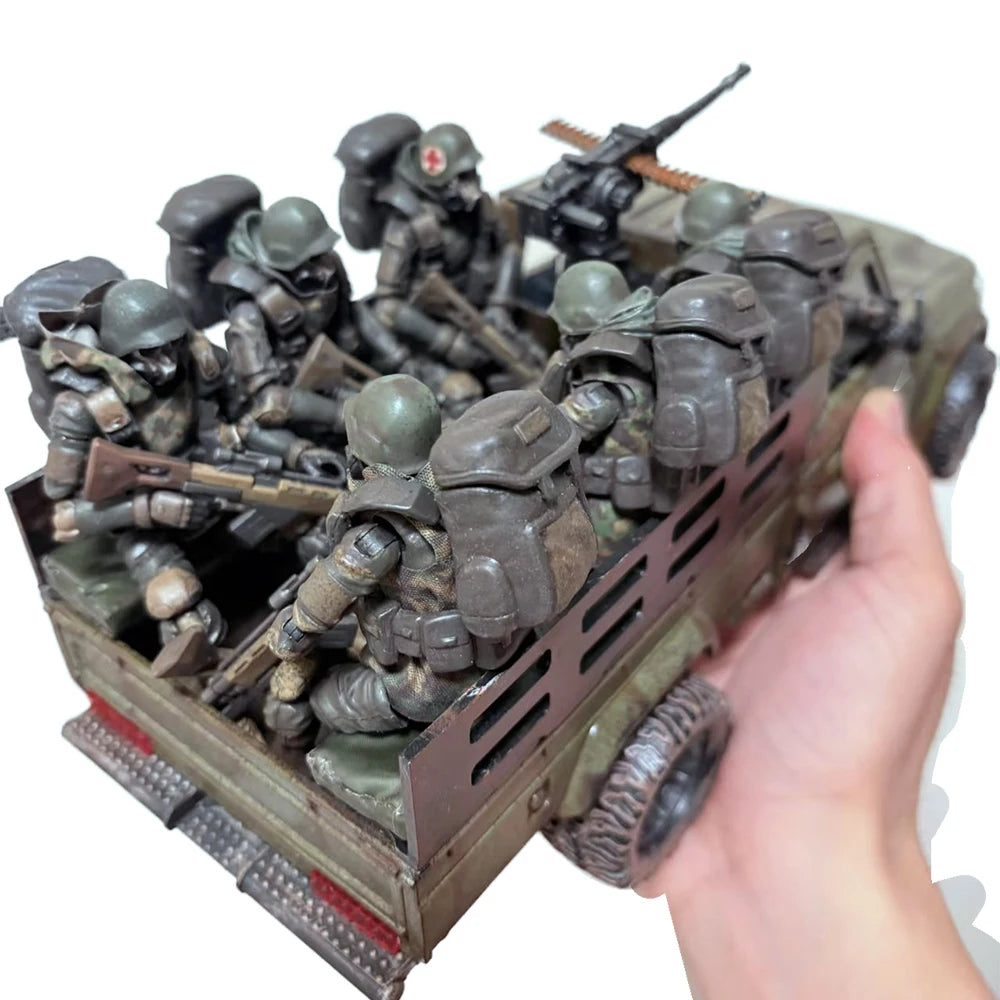 1:18 Scale Soldier Scene Accessory Armed Pickup Truck Vehicle Plastic Model For 3.75 ‘’ Action Figure War Children Toys Gift