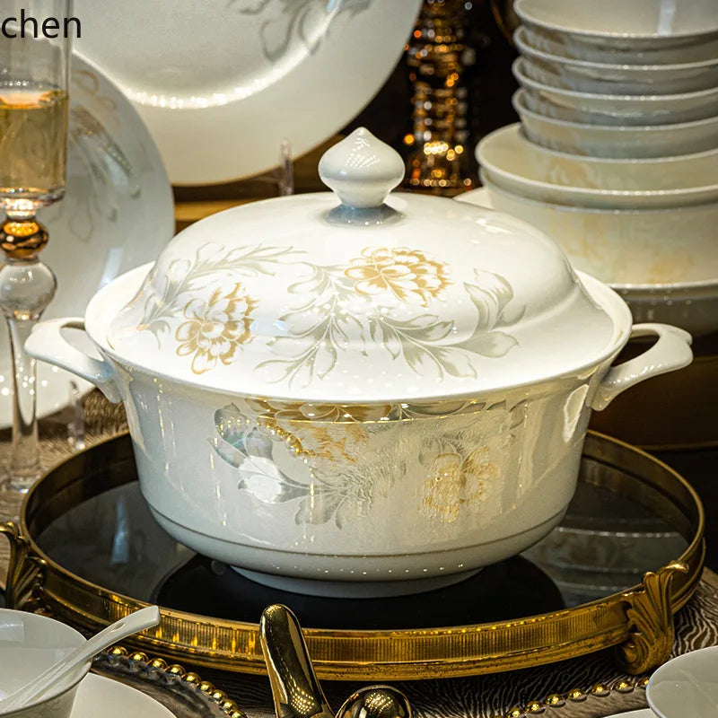 Hxl bone china dinnerware set - ceramic plates and bowls