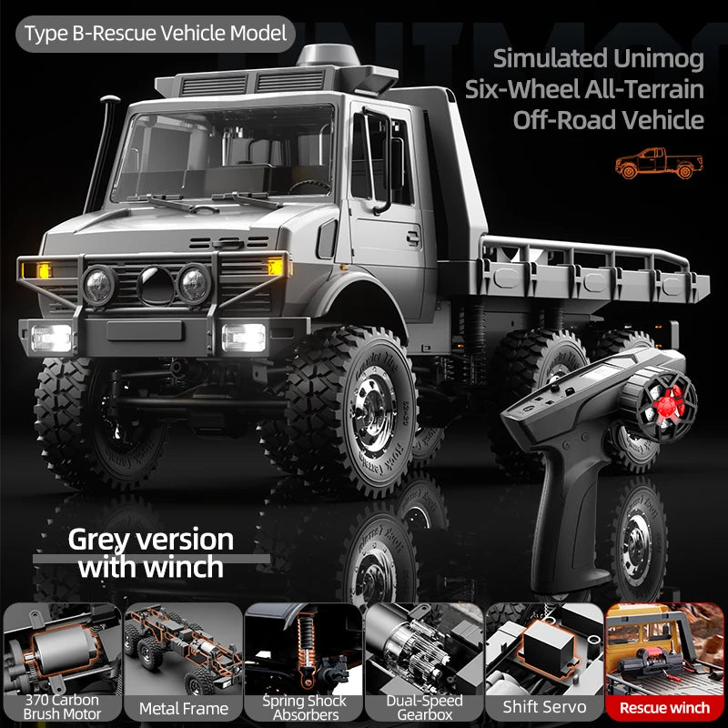 2025 Jjrc C8823 Rc Off Road Remote Control Vehicle 1:18 Unimog Six Wheel Drive Full Scale Climbing Vehicle Adult Toy Gift