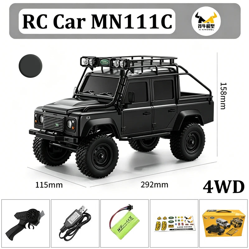 MN Model MN111C RC Car 4WD 1:18 Land Rover Defender Full Scale 2.4G Remote Control Car Truck Climbing Off-Road RC Toys Gift