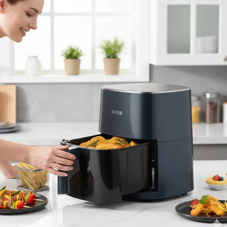 SUPOR 6L Automatic Air Fryer Smart Multifunctional Electric Fryer with Visible Steam Function for Home Use Large Capacity