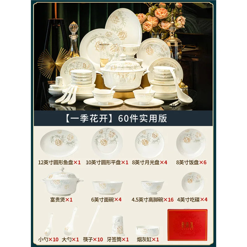 Hxl bone china dinnerware set - ceramic plates and bowls