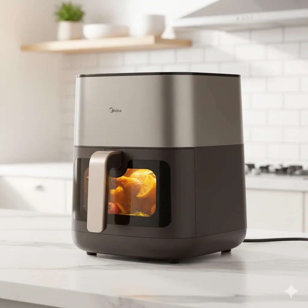 Midea Air Fryer Dual Heat Sources Steam Grill All-in-One Large Capacity 6.5L Large Viewing Window Smart Touch Control