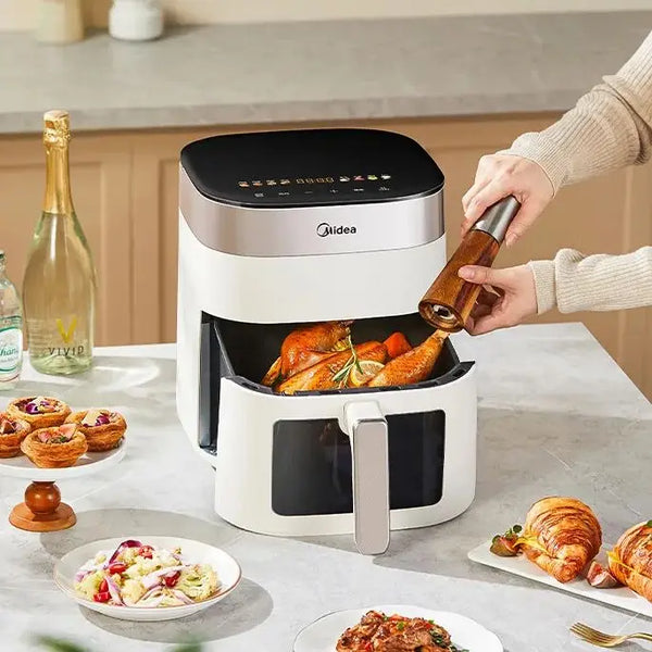 Midea Air Fryer - No Flipping Required, Smart Touch Control, Visual Display, Large Capacity 6.5L, Steam and Grill All-in-One