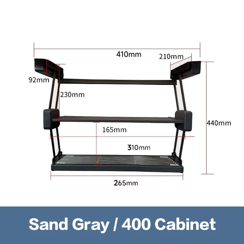 Pull Down Under Cabinet Spice Rack Double Layer Foldable Expandable Aluminum Kitchen Storage Shelf For Dishes Preparation