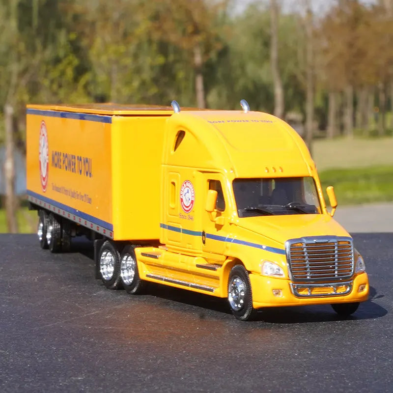 Diecast 1:64 Container Truck Car Model American-style Truck Play Vehicles Alloy Transport Vehicle Collectible Toys