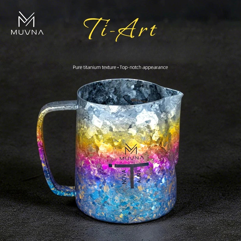 MUVNA Ti-Art Pure Titanium Milk Frothing Pitcher,Latte Art Milk Jug,Espresso Coffee Accessories,Milk Steaming&Frother Cup