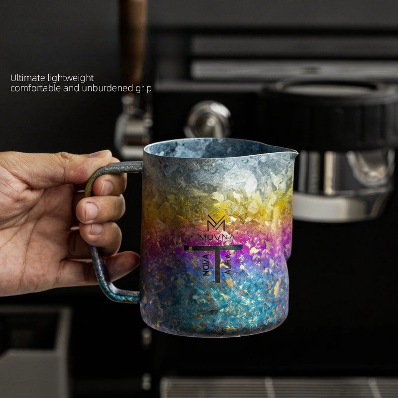 MUVNA Ti-Art Pure Titanium Milk Frothing Pitcher,Latte Art Milk Jug,Espresso Coffee Accessories,Milk Steaming&Frother Cup